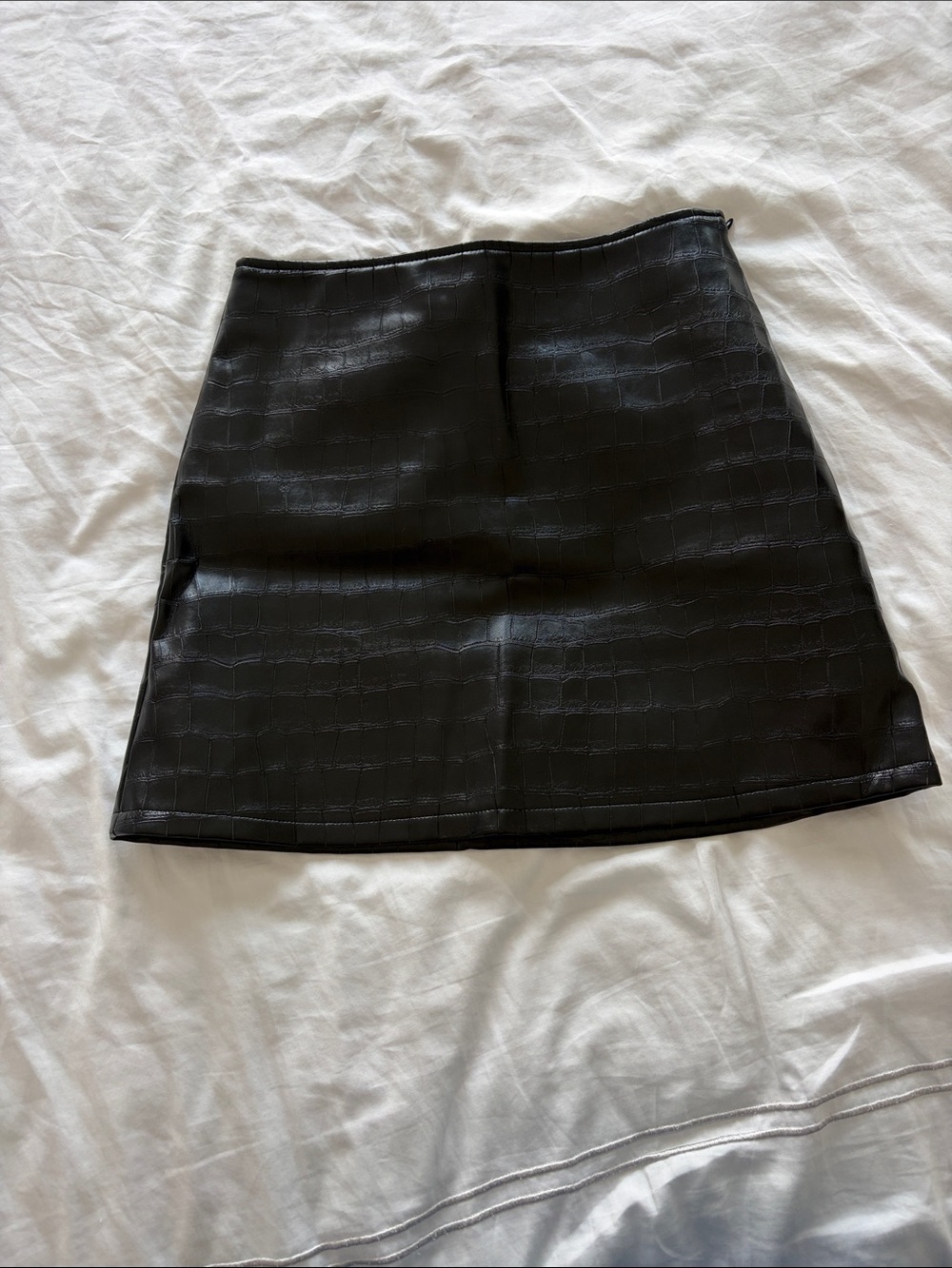 Primark Black Croc-Embossed Faux Leather Mini Skirt